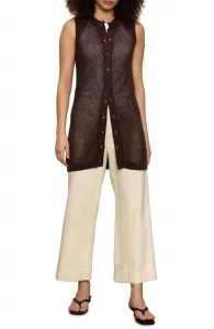 Длинный женский ажурный жилет коричневого цвета Sanctuary