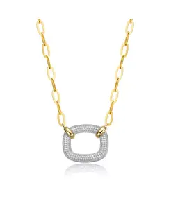 Квадратное ожерелье с подвеской из 14-каратного желтого золота с прозрачным кубическим цирконием Rachel Glauber, gold