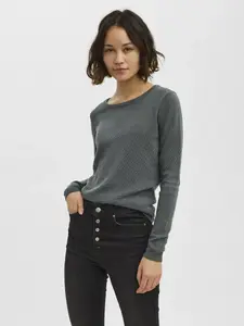 Свитер Vero Moda с круглым вырезом "VMCARE STRUCTURE LS O-NECK BLOU NOOS", зеленый
