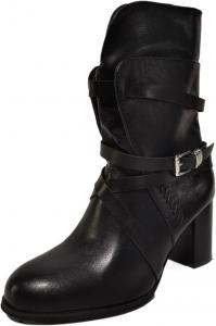 Женские модные ботильоны общего дизайна, ковбойские ботинки с массивным каблуком, противоскользящие, с круглым носком, металлической пряжкой, ботильоны с ремешком на щиколотке, ковбойские для женщин Generic, Black