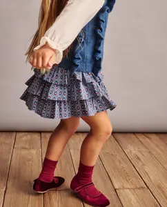 Креповая вискозная детская юбка с воланами и принтом по всей поверхности Coconut El Corte Inglés, синий