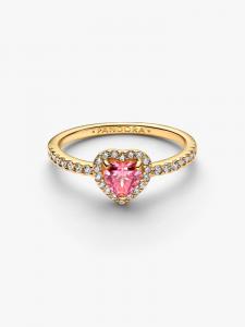 Кольцо Pandora Elevated Pink Heart, золото/розовый
