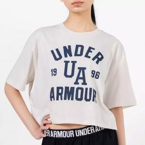 Укороченная футболка с коротким рукавом Under Armour Varsity Boxy Crop Tee, белый/синий