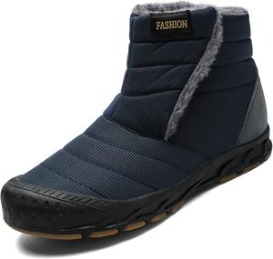 Зимние мужские ботинки, снегоходные сапоги, высокие водонепроницаемые утепленные ботинки с меховой подкладкой, теплые противоскользящие ботинки для холодной погоды для активного отдыха на улице и повседневной носки Qacksv, темно-синий