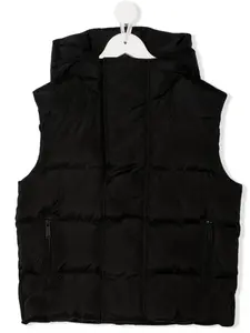 Дутый жилет с капюшоном и логотипом DSQUARED2 KIDS, черный