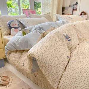 Yalu Комплект постельного белья из 4 предметов (простыня 180 см, пододеяльник 200х230 см), 100% гребенной хлопок, цвет Naihu Tuttu