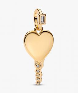 Подвеска Pandora Engravable Heart Key, золото