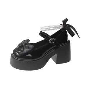 Туфли Мэри Джейн на массивном каблуке для женщин Alxnan, Gloss Black