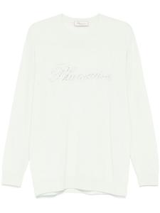Blumarine свитер с логотипом из страз, зеленый