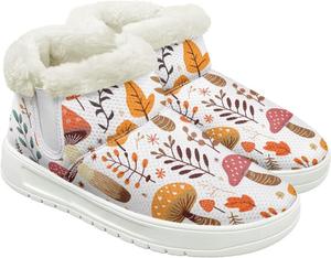 Женские пушистые зимние ботинки для снега для женщин и мужчин, удобные ботильоны на липучке, теплые мягкие ботинки с тянущейся манжетой Cugasmaru, Mushroom Fall