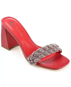 Женские сандалии Sashaa с плетением и стразами Journee Collection, красный