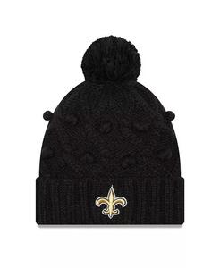 Женская черная вязаная шапка New Orleans Saints Toasty с манжетами и помпоном New Era