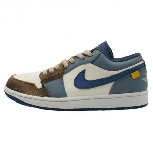 Jordan Баскетбольные кроссовки Air 1 из износостойкого винтажного материала, низкие, мужские, пшенично-синие