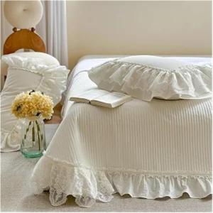 YUSIWOAL Комплект постельного белья Bianco из хлопка с кружевными рюшами в свадебном стиле принцесса Bianco