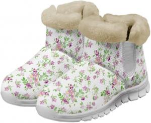 Женские зимние сапоги Jeiento Snow с утеплителем, пушистые прогулочные сапоги, плоские сапоги, зимняя обувь для женщин, теплая уличная обувь для катания на велосипеде, Floral Flowers