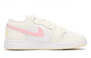 Jordan Air 1 Slip Resistant Low top Vintage Basketball Shoes GS Yellow Pink