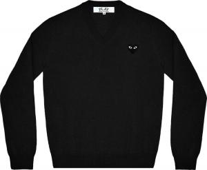 Пуловер Comme des Garçons PLAY Heart V-Neck Pullover 'Black', черный