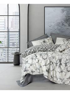 Комплект постельного белья Renforcé "Хиларис" в белом/антрацитовом цвете Colourful Cotton, 200x200 см