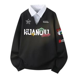 Футболка-поло Unisex с воротником-поло, умеренный крой, двухчастная HUANQIU, черный