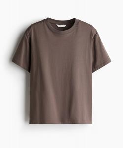 Футболка H&M Cotton, темно-коричневато-серый