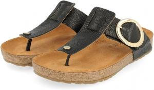 Сандалии HAFLINGER Corinna с круглой пряжкой, резиновой подошвой и стелькой из корка и латекса, унисекс, черный