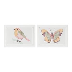 Картина Melrose International Bird and Butterfly Wall Plaque, 2 штуки
