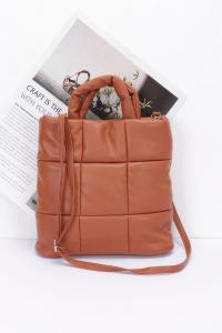 Стеганая сумка-тоут из искусственной кожи с мягкой подкладкой FASHNZFAB, коричневый