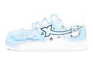 XTEP Скользоустойчивые износостойкие низкие скейтерские кроссовки Air Force One унисекс сине-белые, цвет Blue White