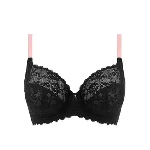 Бюстгальтер на косточках Freya Offbeat Underwire Side Support, черный/розовый