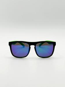 Черные матовые солнцезащитные очки Wayfarer с синими зеркальными линзами SVNX, черный