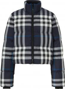 Пуховик Burberry Night Check Cropped Puffer Jacket 'Dark Charcoal Blue/White', синий (Размер S)