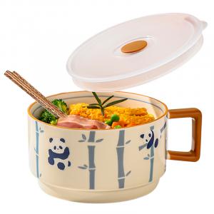 Чаши KAWASIMAYA, Panda With Lid Noodle Bowl (Bamboo Forest Panda) With Chopsticks
