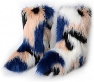 ZOSCGJMY женские сапоги из искусственного меха, пушистые, с округлым носком, замшевые, зимние снежные сапоги, на плоской подошве, Mehrfarbig 12