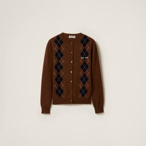 Кардиган из кашемирового трикотажа MIU MIU, табак