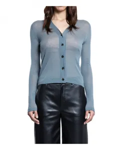 Синий шерстяной вязаный свитер с V-образным вырезом Max Mara, синий