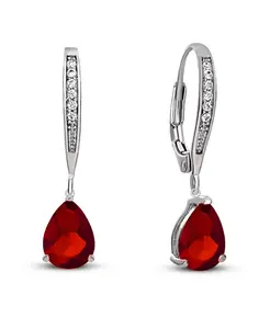 Серьги-Капельки из стерлингового серебра с кубическим цирконием Genevive, red