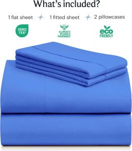 Комплект постельного белья LuxClub, 4 предмета, 274х260/183х213/51х91 см, голубой