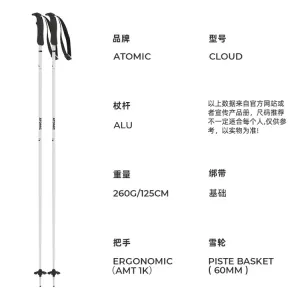 Новые лыжные палки Atomic double-sided, модель 2425 cloud white, универсальное снаряжение для мужчин и женщин, длина 115 см