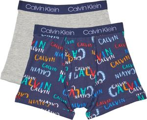 Упаковка из 2 пар трусов-боксеров Calvin Klein из хлопка и стретч-хлопка (для малышей/для взрослых), Ck Chalk/Heather Grey