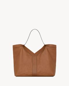 Большая кожаная сумка-тоут Y SAINT LAURENT, коричневый