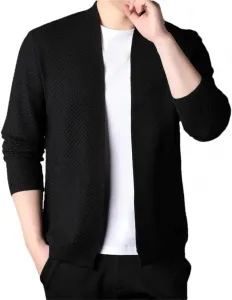 Мужской кардиган с длинными рукавами и клетчатыми карманами Dninmim