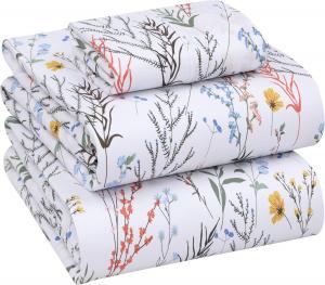 Комплект постельного белья Ruvanti, 3 предмета, 168х260/100х203/51х76 см, белый/луговые цветы