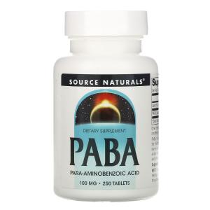 Source Naturals, ПАБК, 100 мг, 250 таблеток