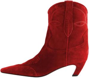 Женские ботильоны FSJ с квадратным носком, удобные, невысокий каблук типа «кикушка», на липучке, осенне-зимние, ковбойские, нарядные, размер 4-16 США, Red Suede