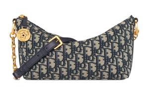 DIOR Хобо джаккардовая тканевая сумка через плечо женская синяя