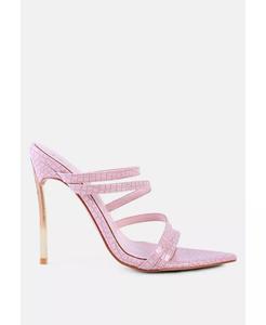 Сандалии New Affair на высоком каблуке с крокодиловыми ремешками London Rag, розовый