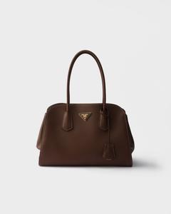 Сумка-тоут из средней кожи Prada, коричневый