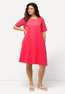 Платье из джерси A-LIJN RONDE HALS KORTE MOUWEN ZAKKEN Ulla Popken, розовый