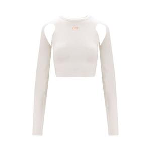 Топ Off-White Sleek Long-Sleeve Crop Top, White
