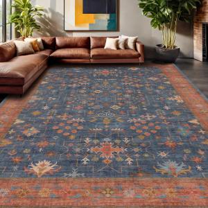 Ковёр Hazo Haus для гостиной, 275х366 см, синий/терракотовый